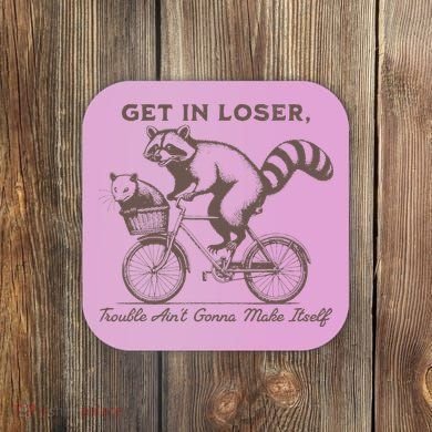 Raccoon Get In Loser Trouble Aint Gonna Make Itself Coaster