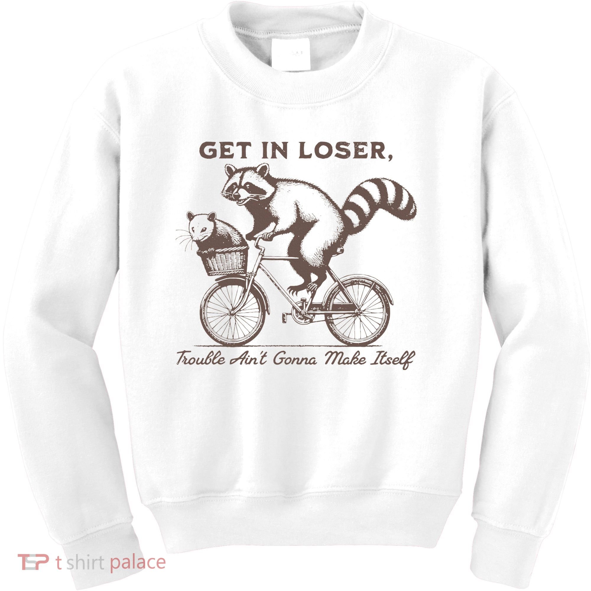 Raccoon Get In Loser Trouble Aint Gonna Make Itself Kids Sweatshirt