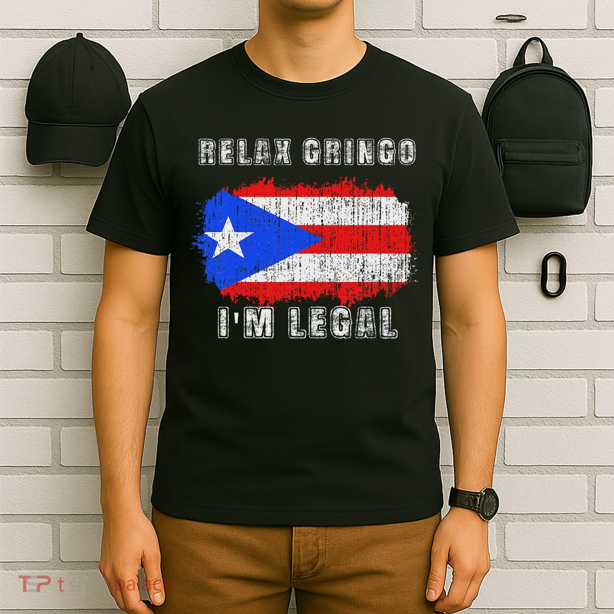 Relax Gringo Im Legal Puerto Rican Funny Puerto Rico Pr Flag T-Shirt