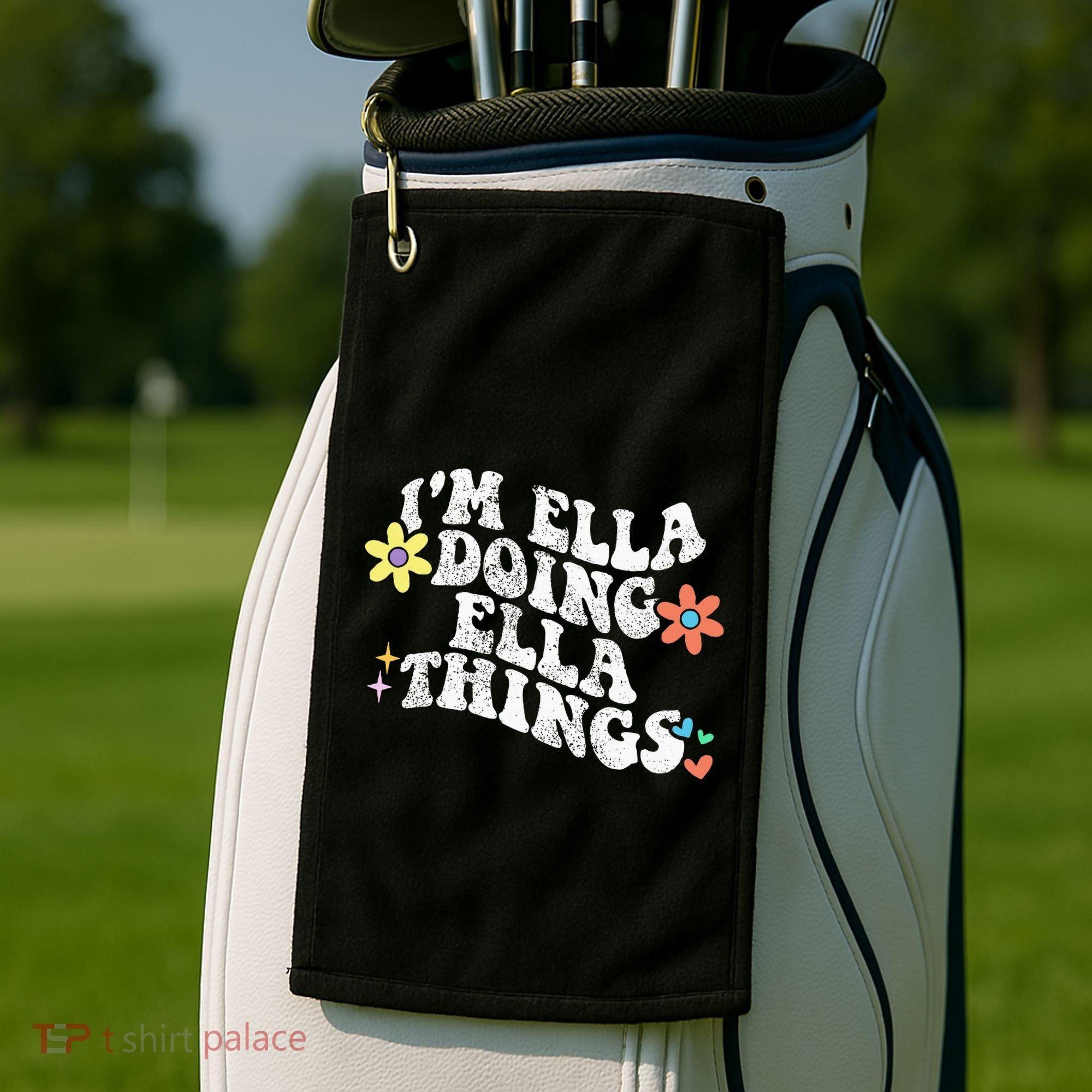 Retro Groovy Im Ella Doing Ella Things Golf Towel