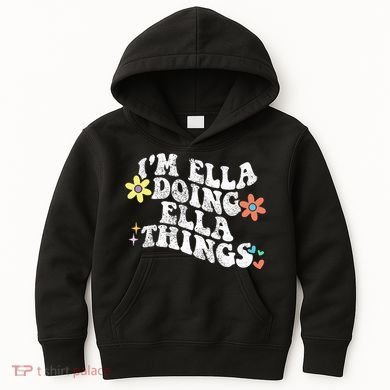 Retro Groovy Im Ella Doing Ella Things Kids Hoodie