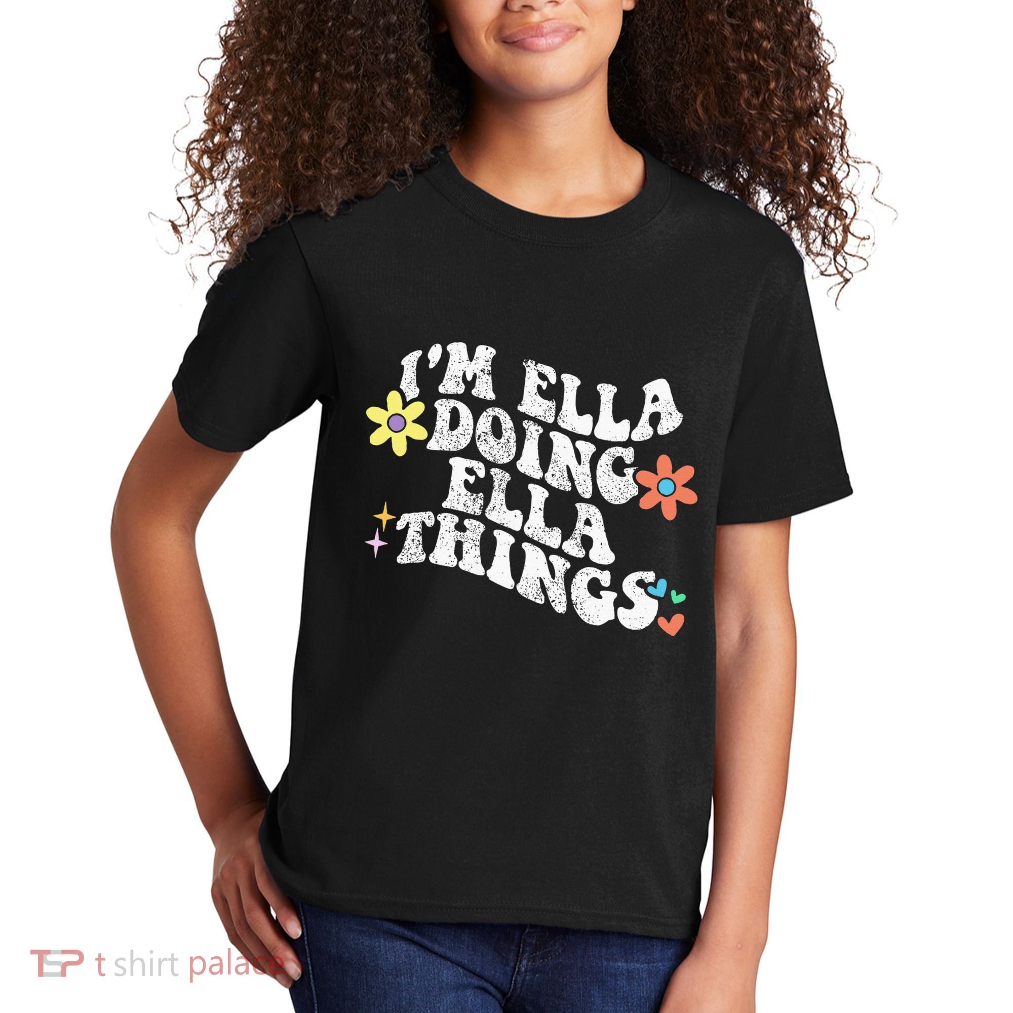 Retro Groovy Im Ella Doing Ella Things Kids T-Shirt
