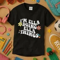 Retro Groovy Im Ella Doing Ella Things Kids T-Shirt thumb 3