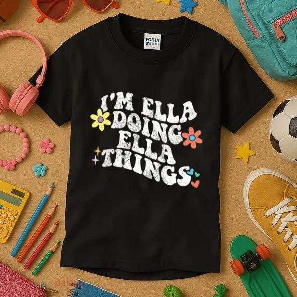 Retro Groovy Im Ella Doing Ella Things Kids T-Shirt