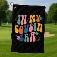 Retro Groovy In My Cousin Era, Funny Cool Cousin Golf Towel thumb 1