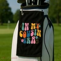 Retro Groovy In My Cousin Era, Funny Cool Cousin Golf Towel thumb 2