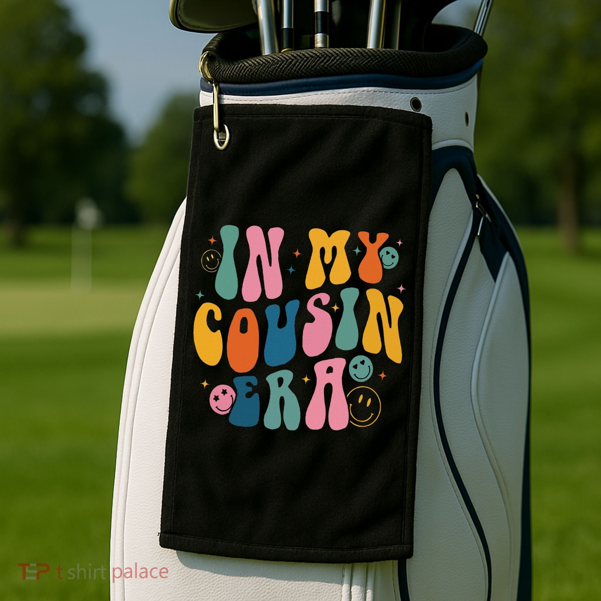 Retro Groovy In My Cousin Era, Funny Cool Cousin Golf Towel