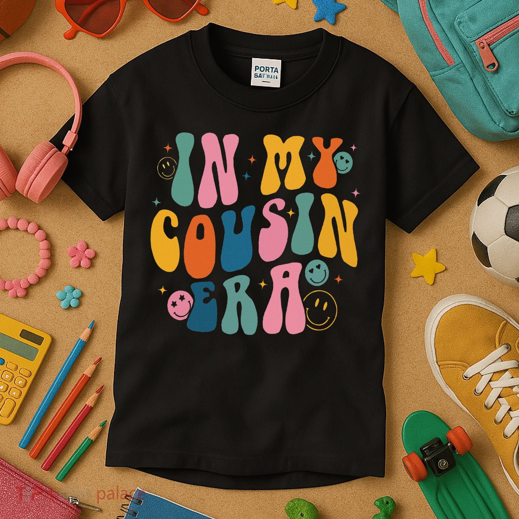Retro Groovy In My Cousin Era, Funny Cool Cousin Kids T-Shirt
