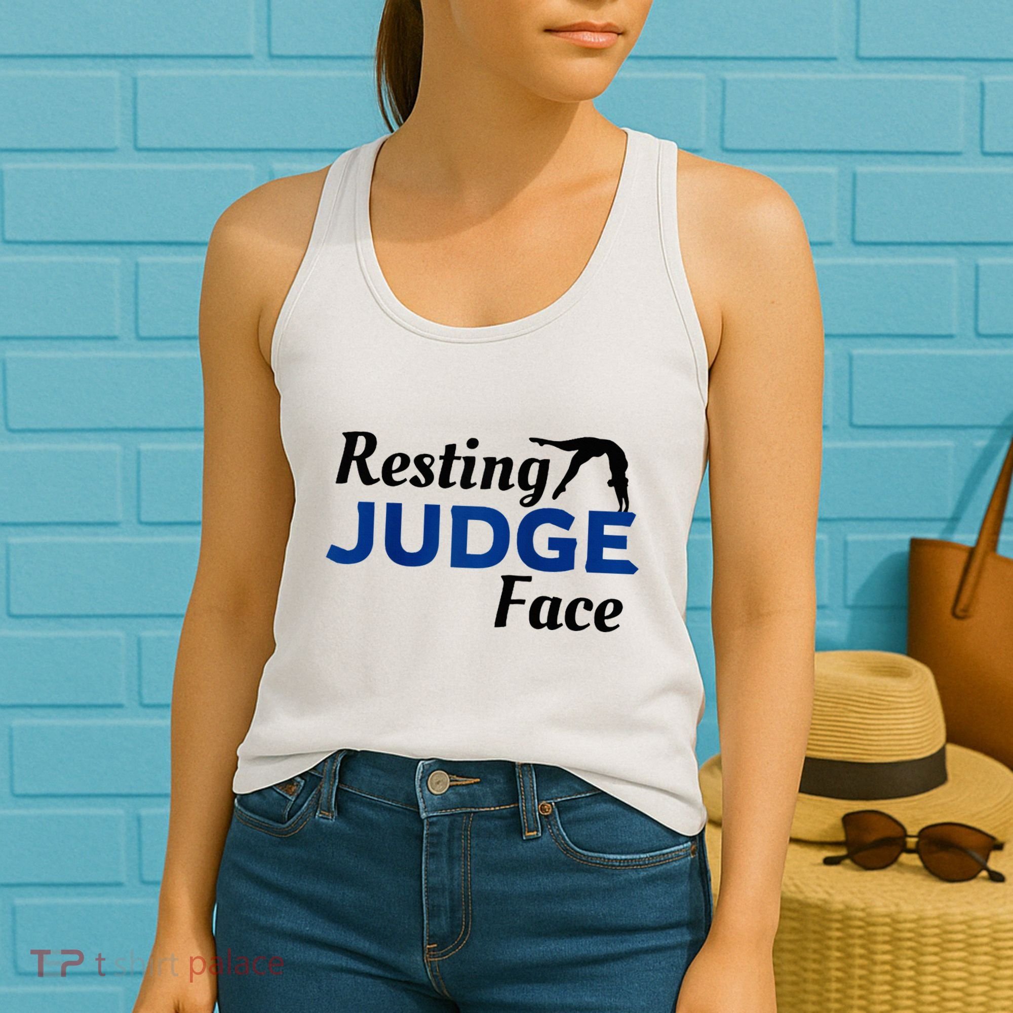 Resting Gymnastics Judge Face Raglan Baseball Women's Tank Top