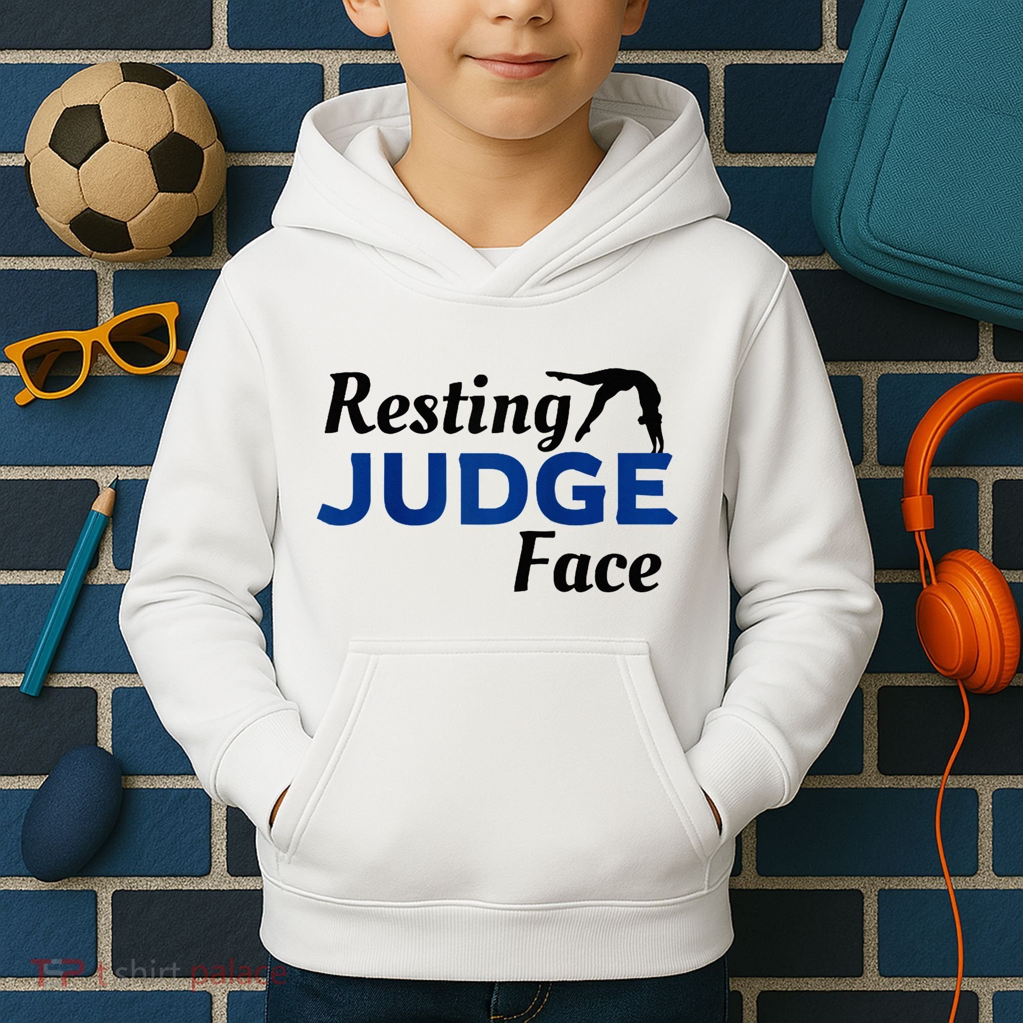 Resting Gymnastics Judge Face Raglan Baseball Kids Hoodie