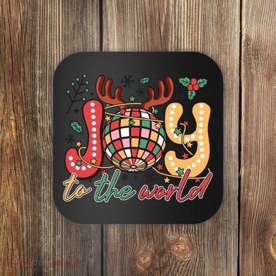 Retro Groovy Joy To The World Disco Ball Doodle Dots Coaster