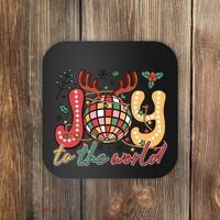 Retro Groovy Joy To The World Disco Ball Doodle Dots Coaster thumb 0