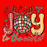 Retro Groovy Joy To The World Disco Ball Doodle Dots Santa Hat thumb 1