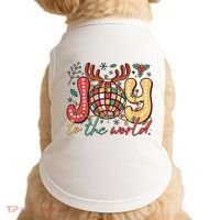 Retro Groovy Joy To The World Disco Ball Doodle Dots Doggie Tank thumb 0