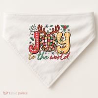 Retro Groovy Joy To The World Disco Ball Doodle Dots USA-Made Doggie Bandana thumb 0
