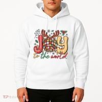 Retro Groovy Joy To The World Disco Ball Doodle Dots Hoodie thumb 2
