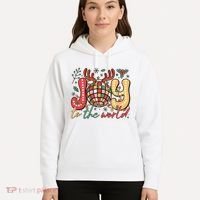 Retro Groovy Joy To The World Disco Ball Doodle Dots Hoodie thumb 5