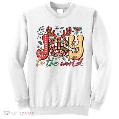 Retro Groovy Joy To The World Disco Ball Doodle Dots Sweatshirt