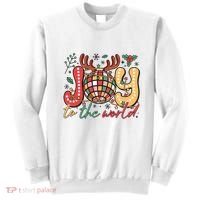 Retro Groovy Joy To The World Disco Ball Doodle Dots Sweatshirt thumb 0