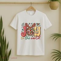 Retro Groovy Joy To The World Disco Ball Doodle Dots T-Shirt thumb 2