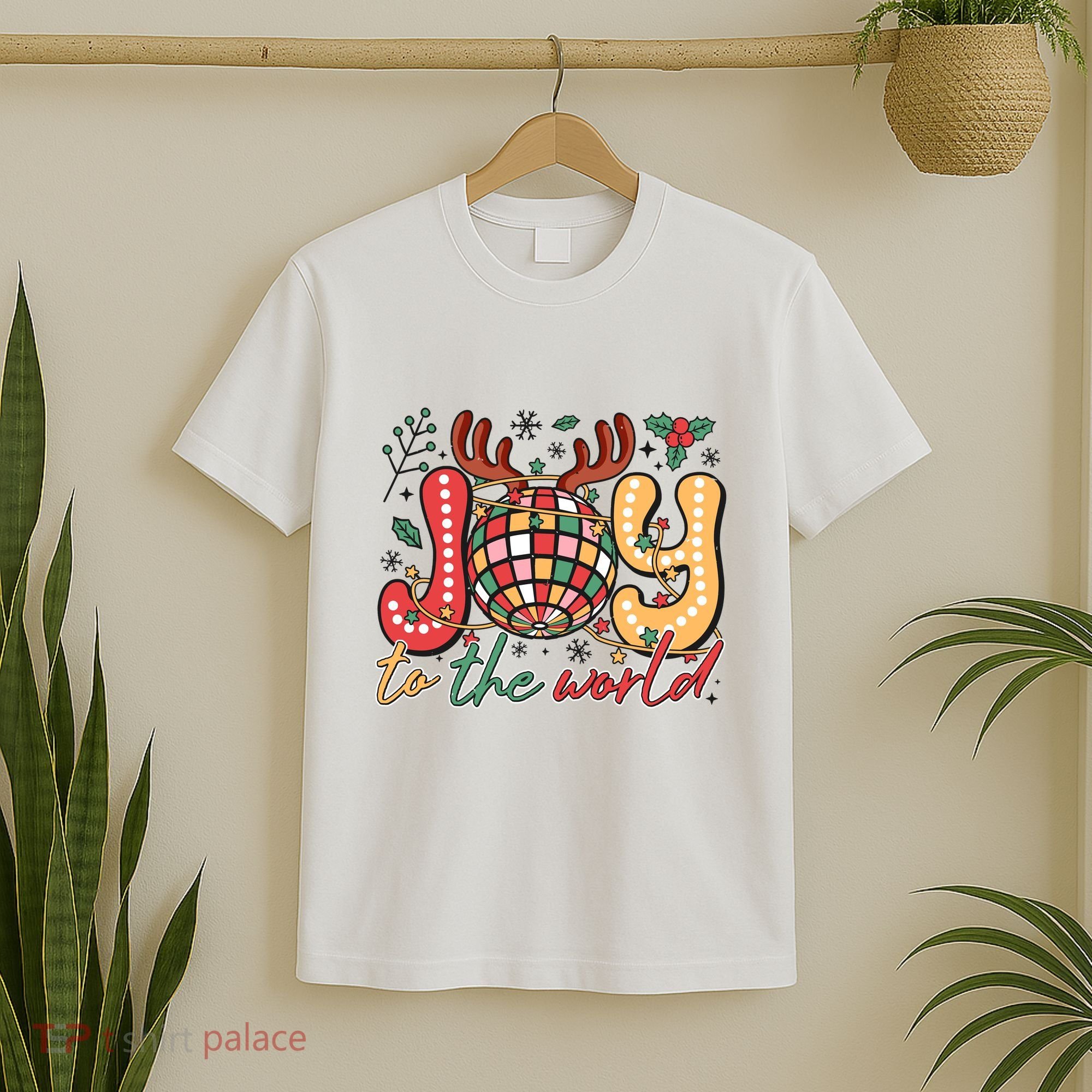 Retro Groovy Joy To The World Disco Ball Doodle Dots T-Shirt