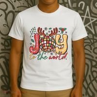 Retro Groovy Joy To The World Disco Ball Doodle Dots T-Shirt thumb 3
