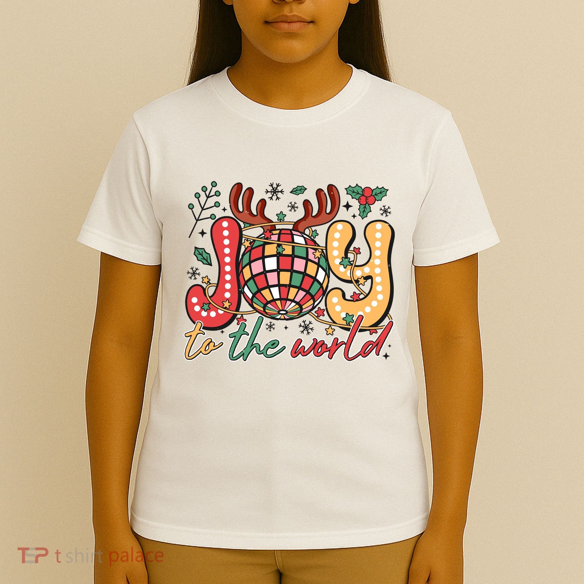 Retro Groovy Joy To The World Disco Ball Doodle Dots T-Shirt