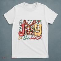 Retro Groovy Joy To The World Disco Ball Doodle Dots T-Shirt thumb 5