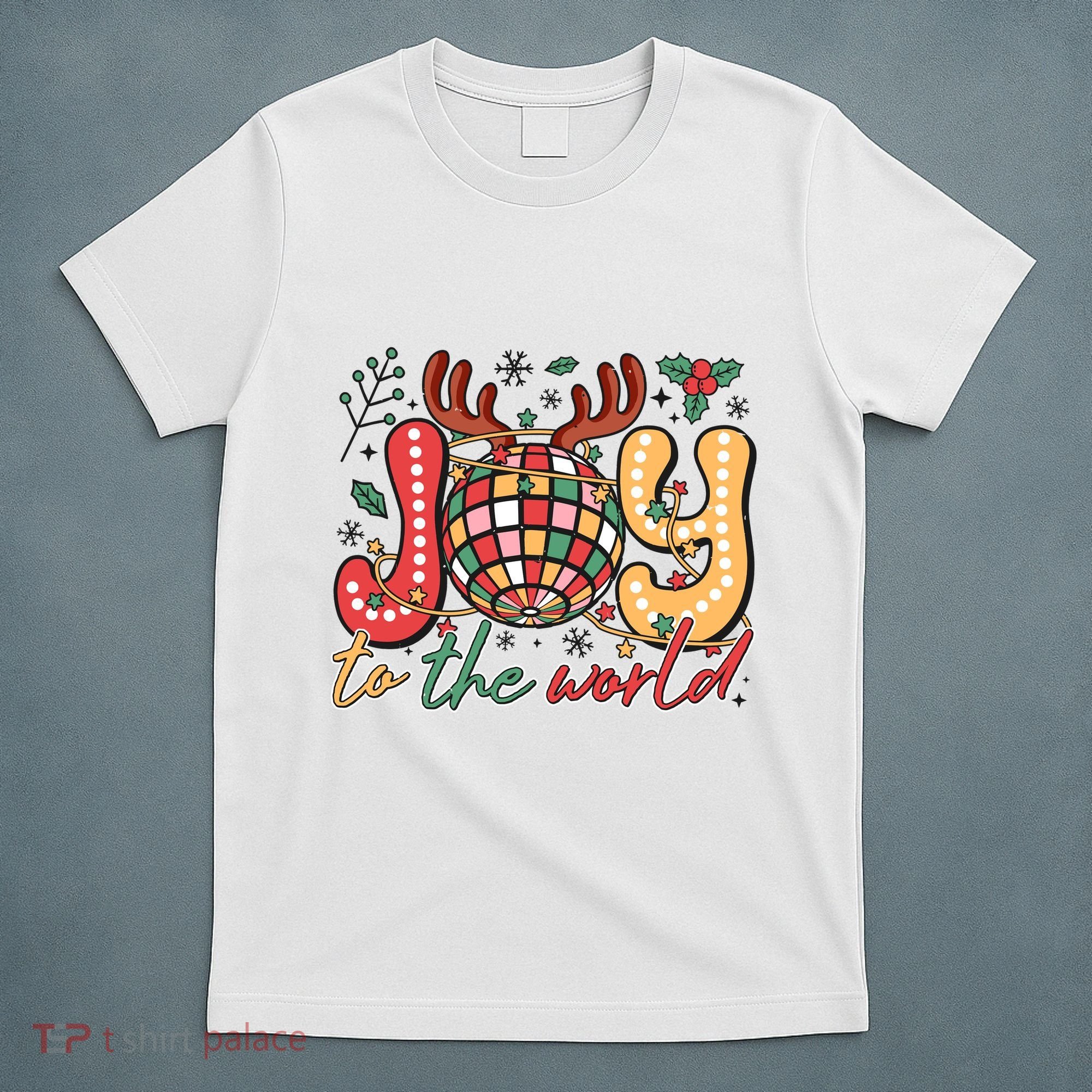 Retro Groovy Joy To The World Disco Ball Doodle Dots T-Shirt