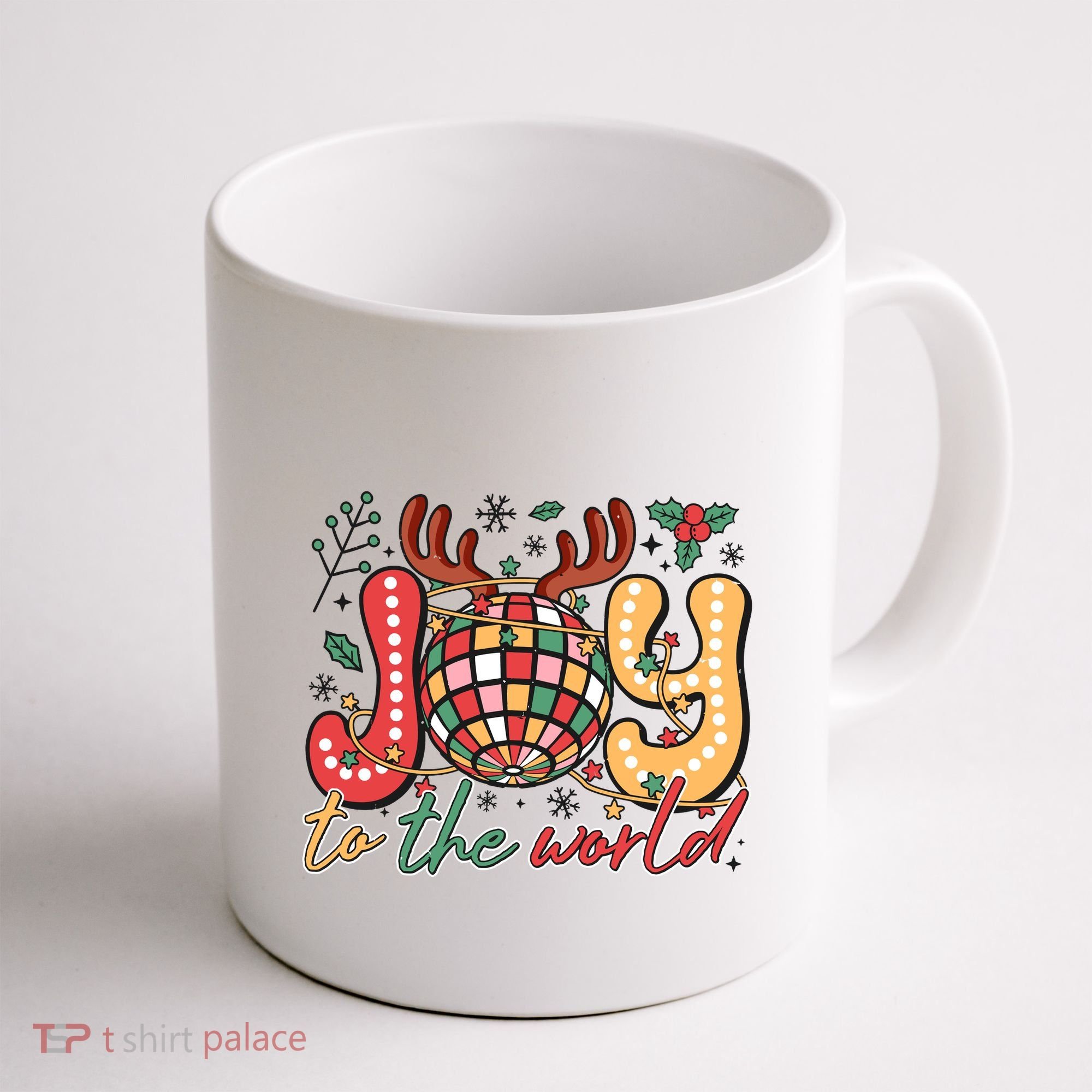 Retro Groovy Joy To The World Disco Ball Doodle Dots Coffee Mug