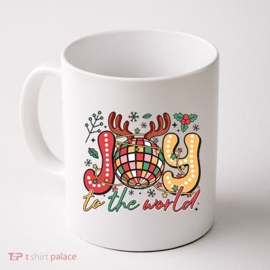 Retro Groovy Joy To The World Disco Ball Doodle Dots Coffee Mug