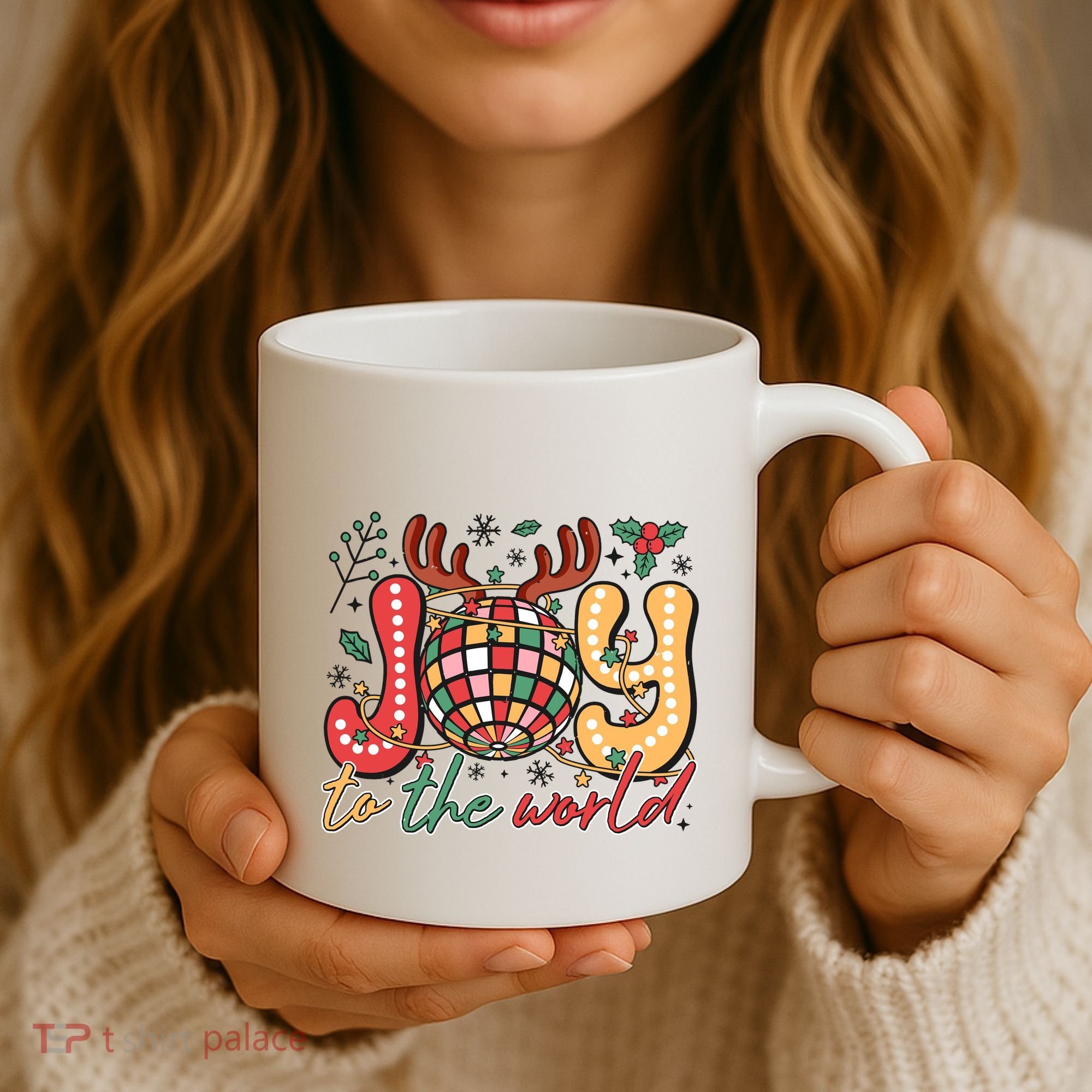Retro Groovy Joy To The World Disco Ball Doodle Dots Coffee Mug