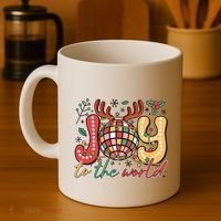 Retro Groovy Joy To The World Disco Ball Doodle Dots Coffee Mug thumb 4