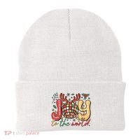 Retro Groovy Joy To The World Disco Ball Doodle Dots Beanie thumb 0