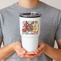 Retro Groovy Joy To The World Disco Ball Doodle Dots Tumbler thumb 2