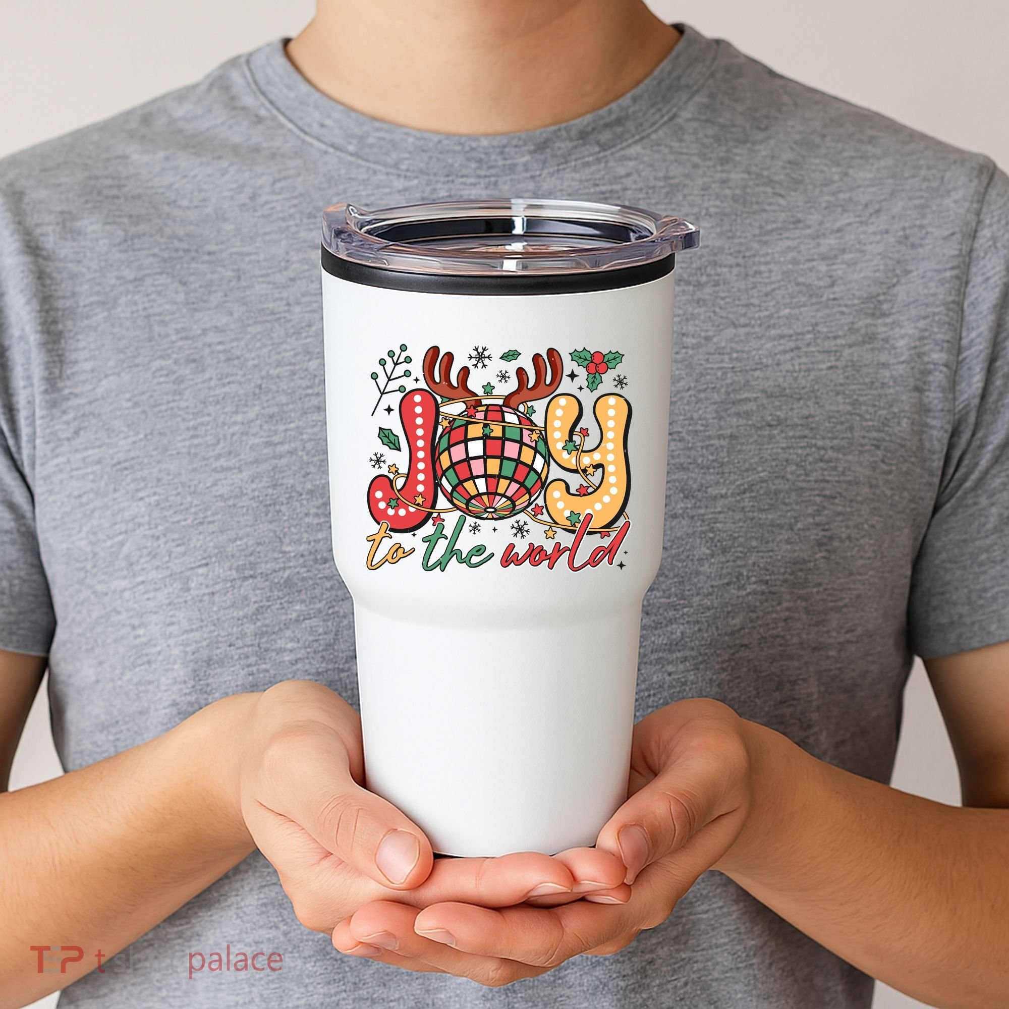 Retro Groovy Joy To The World Disco Ball Doodle Dots Tumbler