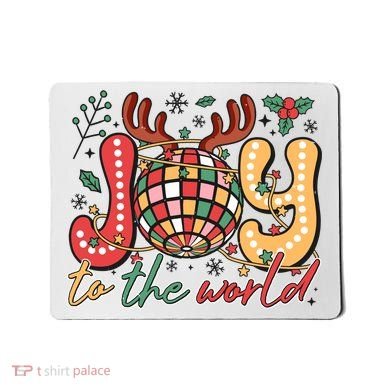 Retro Groovy Joy To The World Disco Ball Doodle Dots Mousepad