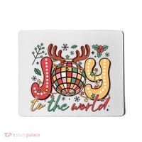 Retro Groovy Joy To The World Disco Ball Doodle Dots Mousepad thumb 0