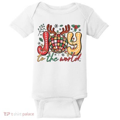 Retro Groovy Joy To The World Disco Ball Doodle Dots Baby Bodysuit