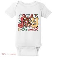 Retro Groovy Joy To The World Disco Ball Doodle Dots Baby Bodysuit thumb 0
