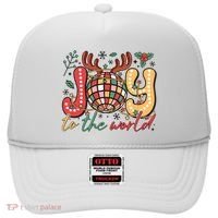Retro Groovy Joy To The World Disco Ball Doodle Dots Hat thumb 0