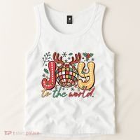 Retro Groovy Joy To The World Disco Ball Doodle Dots Tank Top thumb 2