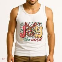 Retro Groovy Joy To The World Disco Ball Doodle Dots Tank Top thumb 3