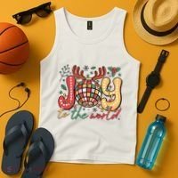 Retro Groovy Joy To The World Disco Ball Doodle Dots Tank Top thumb 4