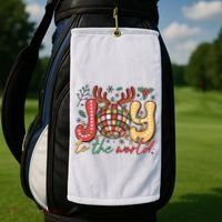 Retro Groovy Joy To The World Disco Ball Doodle Dots Golf Towel thumb 2