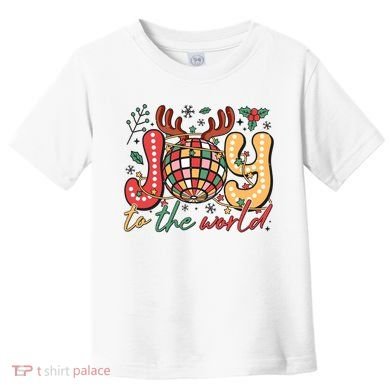 Retro Groovy Joy To The World Disco Ball Doodle Dots Toddler T-Shirt