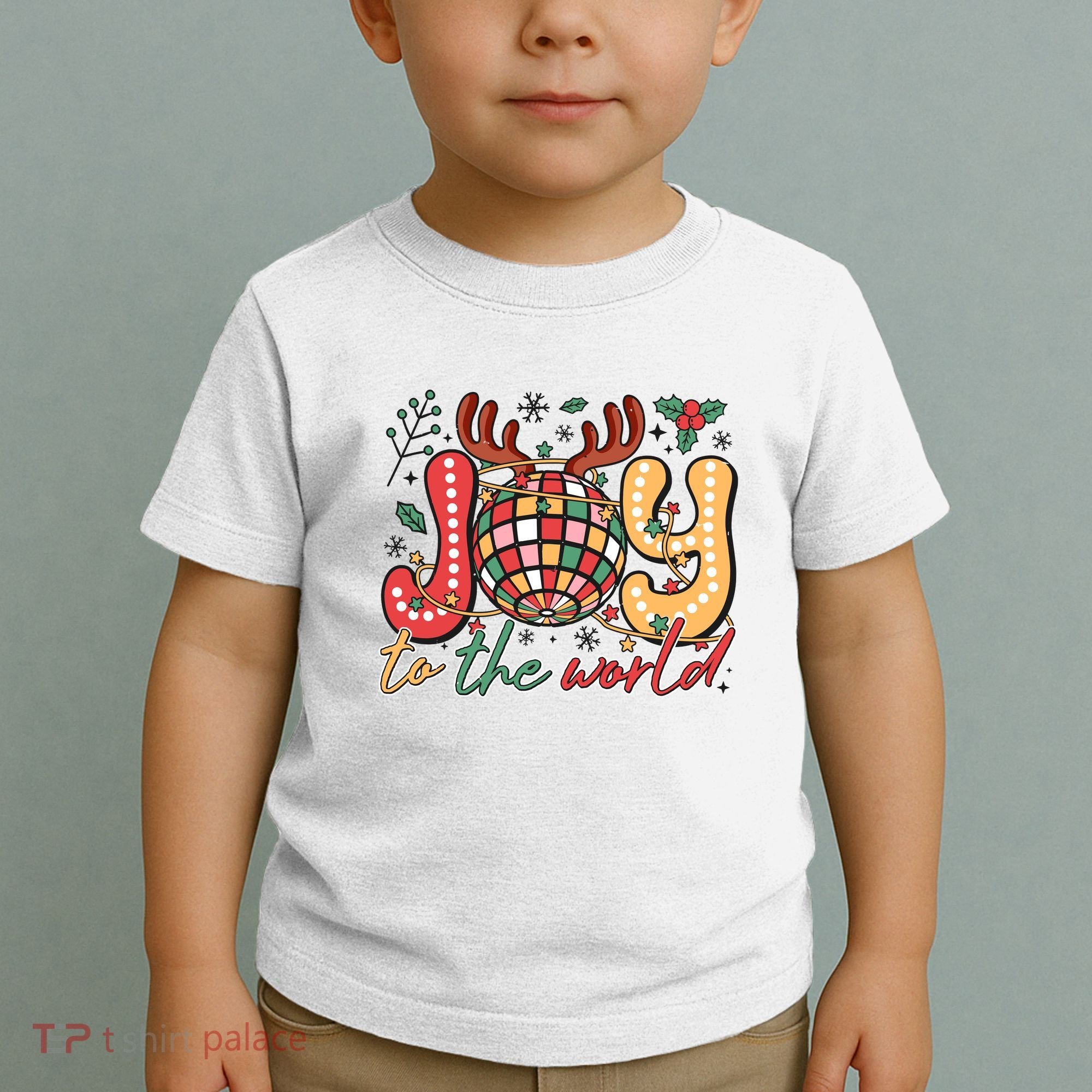 Retro Groovy Joy To The World Disco Ball Doodle Dots Toddler T-Shirt