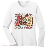 Retro Groovy Joy To The World Disco Ball Doodle Dots Women's Long Sleeve Shirt thumb 0