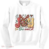 Retro Groovy Joy To The World Disco Ball Doodle Dots Kids Sweatshirt thumb 0