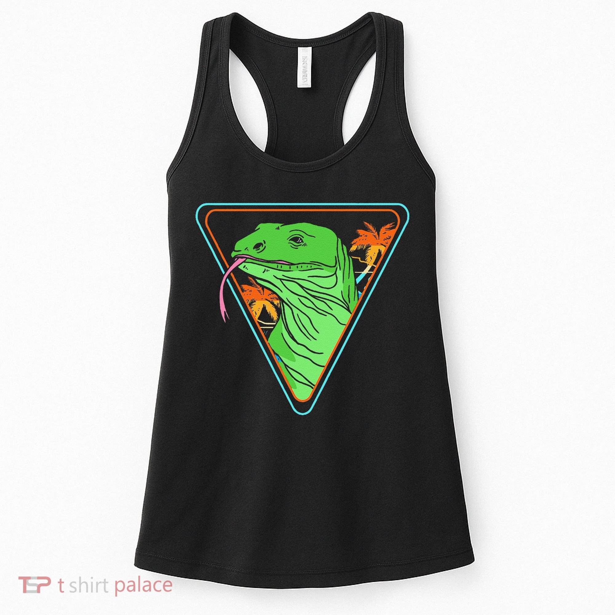 Retro Geometric Komodo Monitor Lizard Lover Komodo Dragon Women's Tank Top